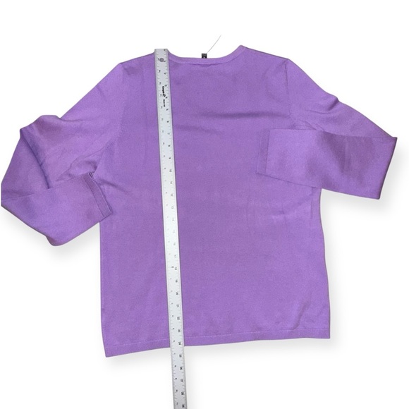 TALBOTS CHEVRON STITCH V-NECK SWEATER - Lavender M - Picture 13 of 14